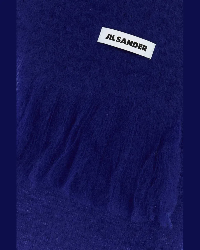 Jil Sander Men's Blue Mohair Blend Scarf 420 Exterior: Wool Nylon Sciarpe E Foulard Scarfs Navy