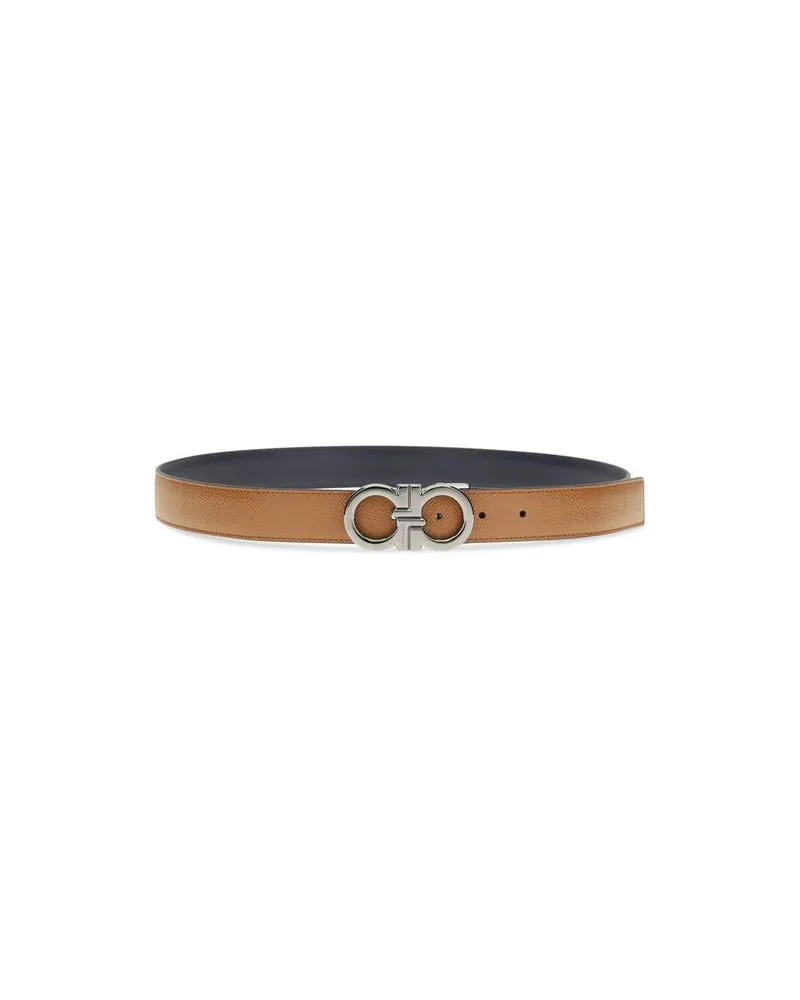 Ferragamo Men's Brown Calf Leather Bos Taurus Regular Belt Brown