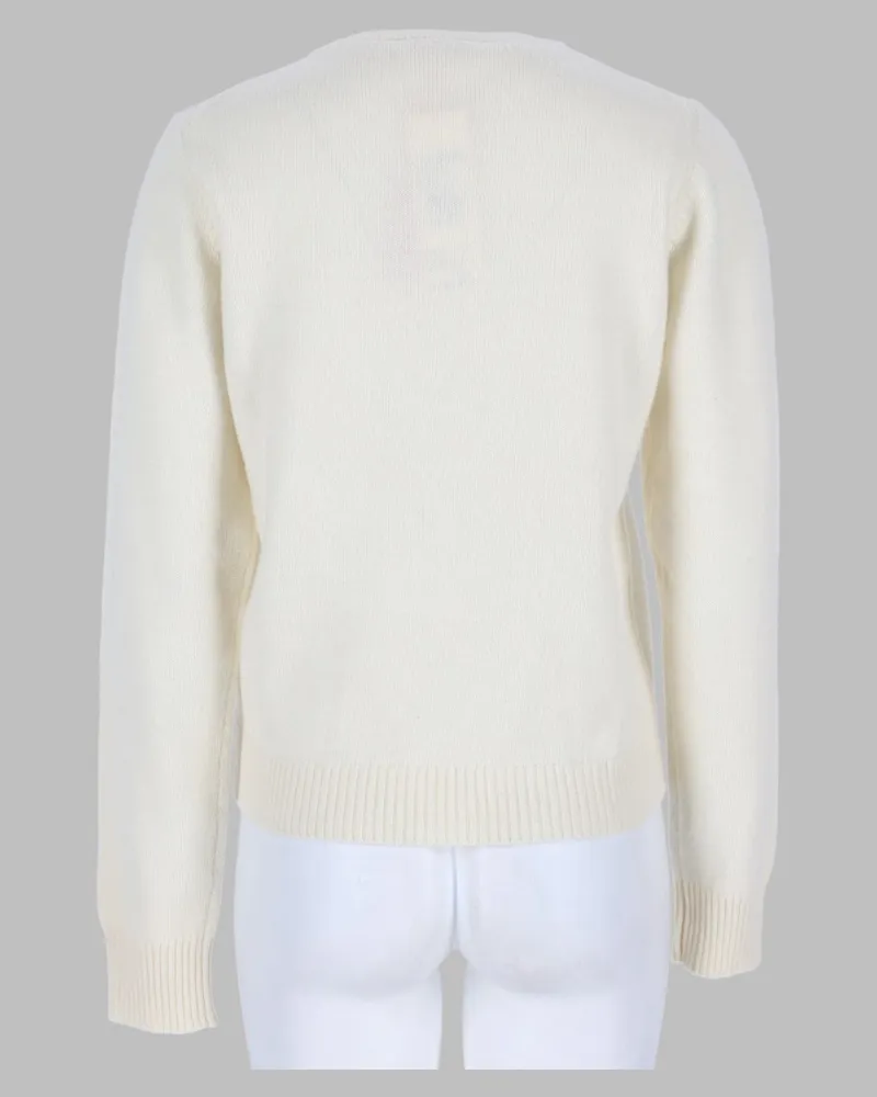 Ganni Horse Intarsia Wool Blend Sweater — Ivory Ivory