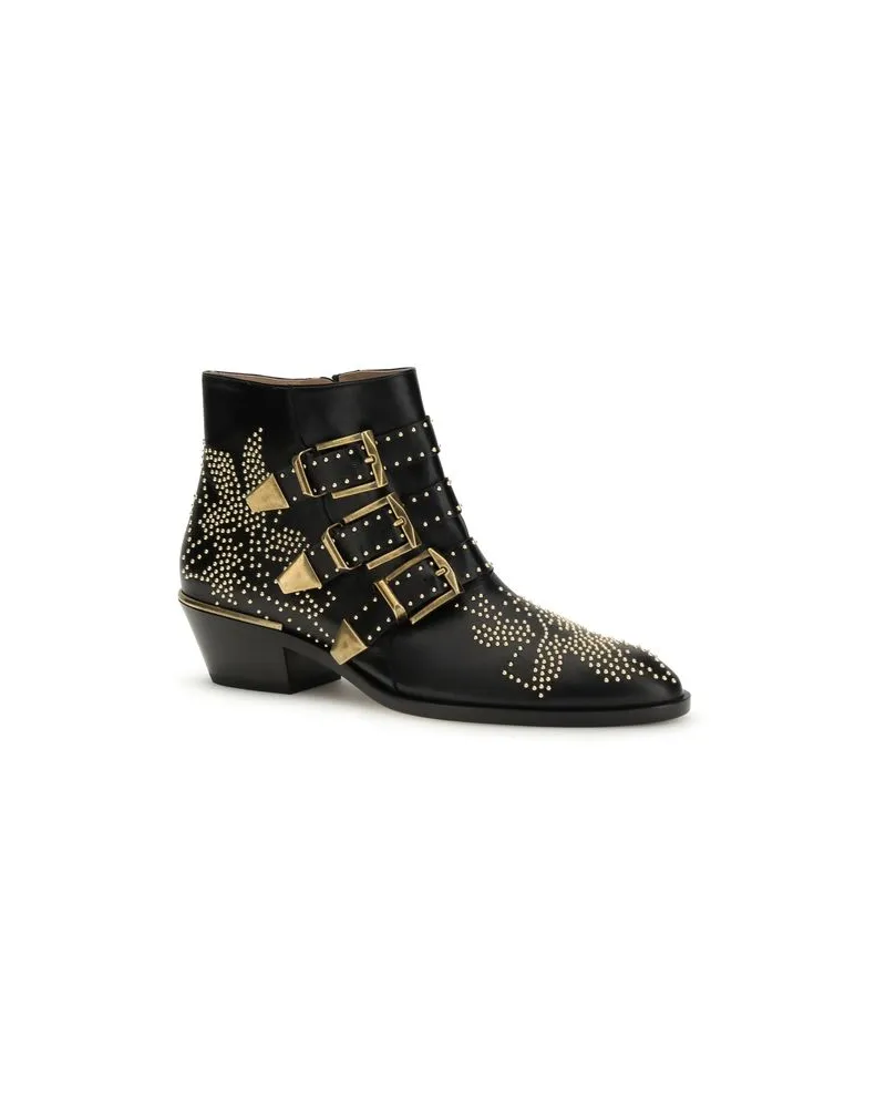Chloé Women's Black Calf Leather Bos Taurus Ankle Boots Black