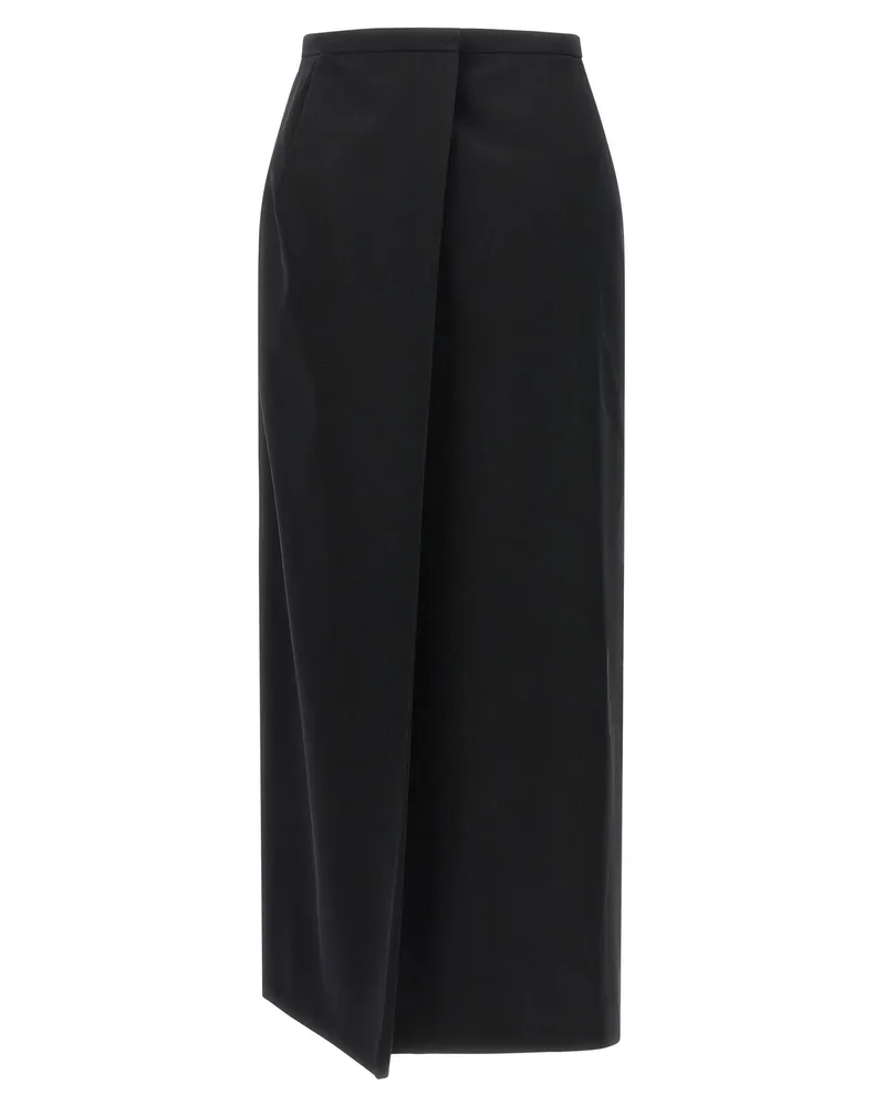 Magda Butrym Column Silhouette Wool Skirt — Black Black