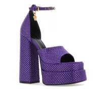 Crystal-Studded Platform Sandal — Purple