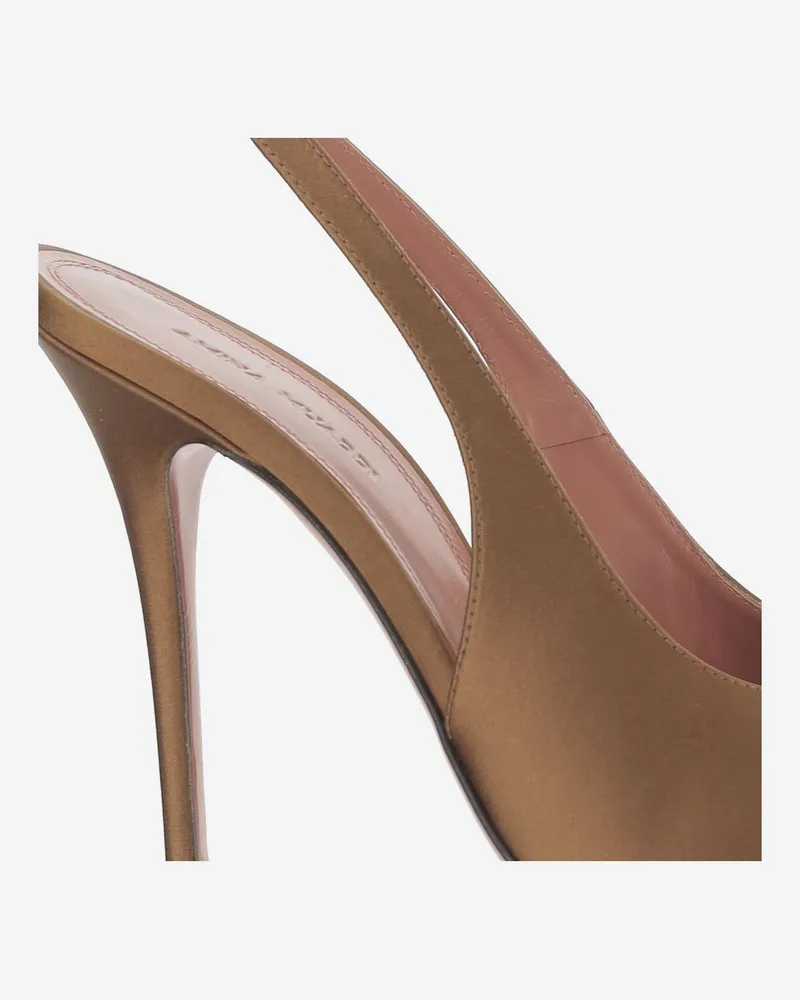 Amina Muaddi Women's Silk Slingback Brown Shoe Brown