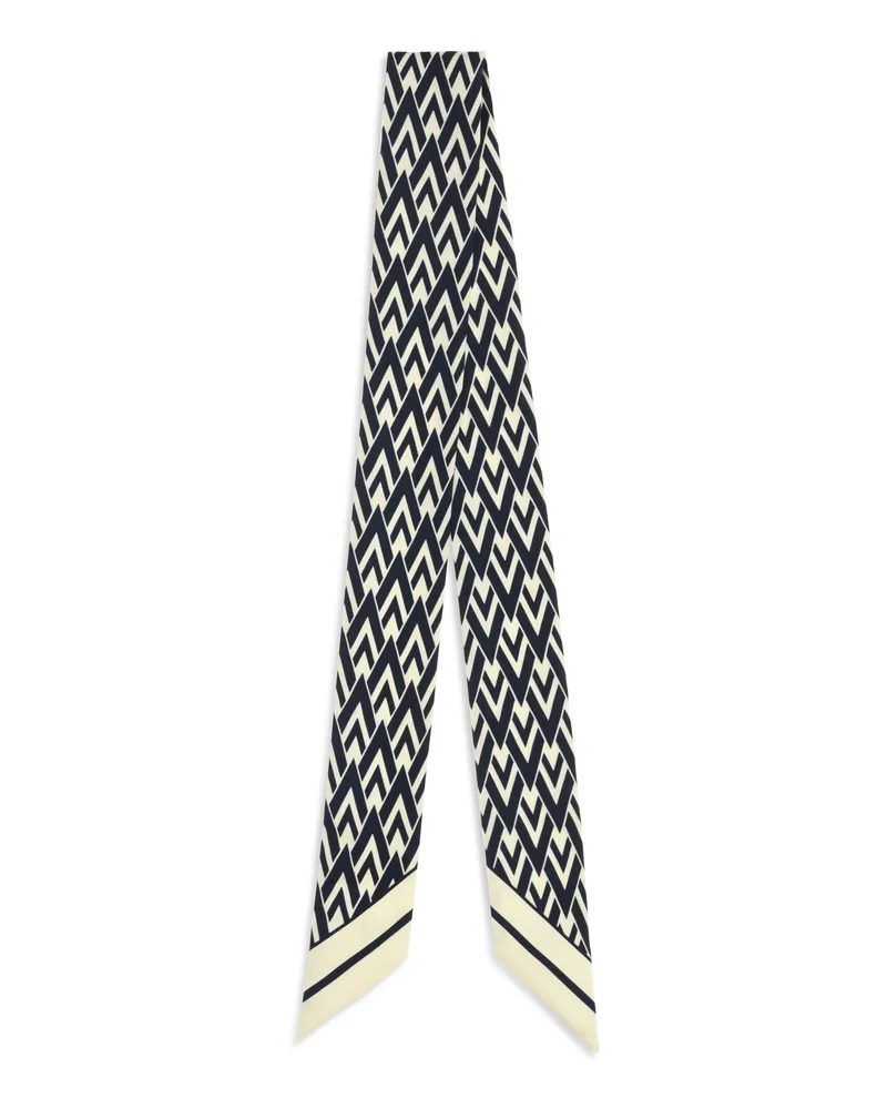 Valentino Garavani Women's Silk Scarf Tout La V Ivory-Navy Ivory/navy Scarfs Navy