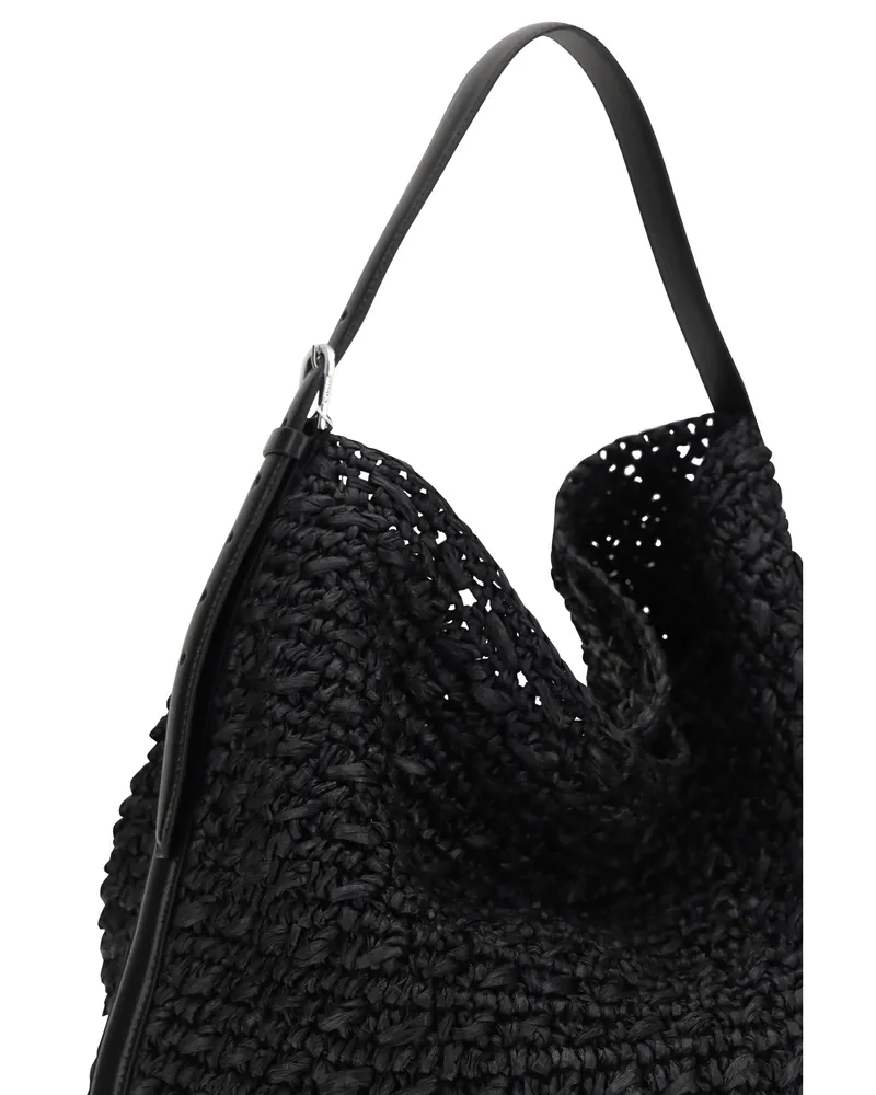 Totême Women's Tote Shoulder Bag Paper Raffia Black Black
