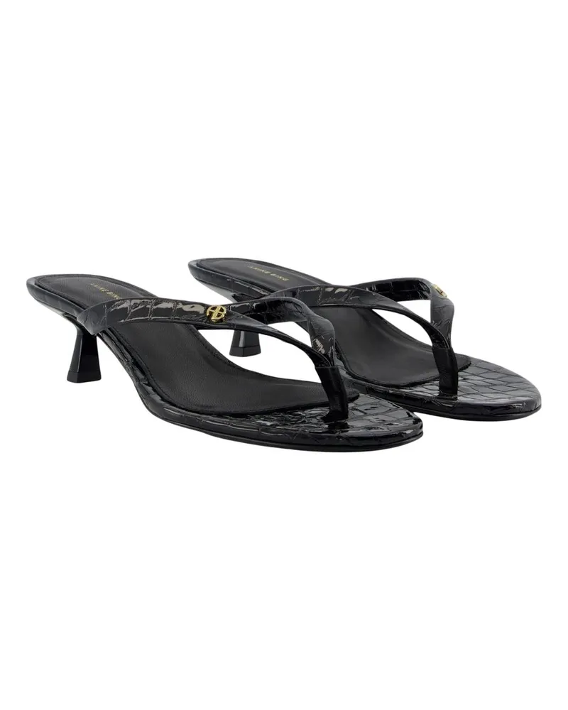 Anine Bing Women's Noelle Sandals -  Leather Black Calfskin Shoes Black