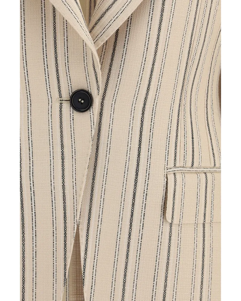 Dolce & Gabbana Women's Jacket Regimental Pinstripe Viscose Blue Outer: Blazers Blue