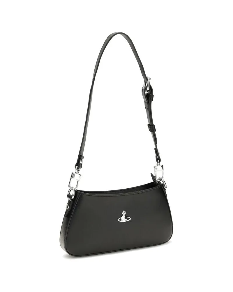 Vivienne Westwood Women's Black Calf Leather Bos Taurus Shoulder Bag Black