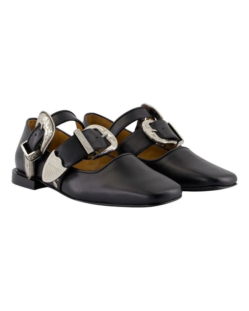 Toga Women's Aj1408 Ballerinas -  Leather Black Calfskin Shoes Flat-Shoes Black