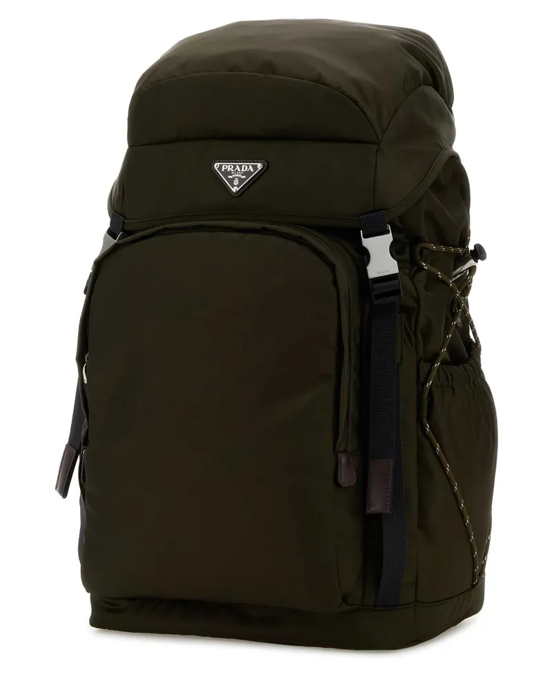 Prada Men's Olive Green Canvas Backpack Mimetico Zaini Green