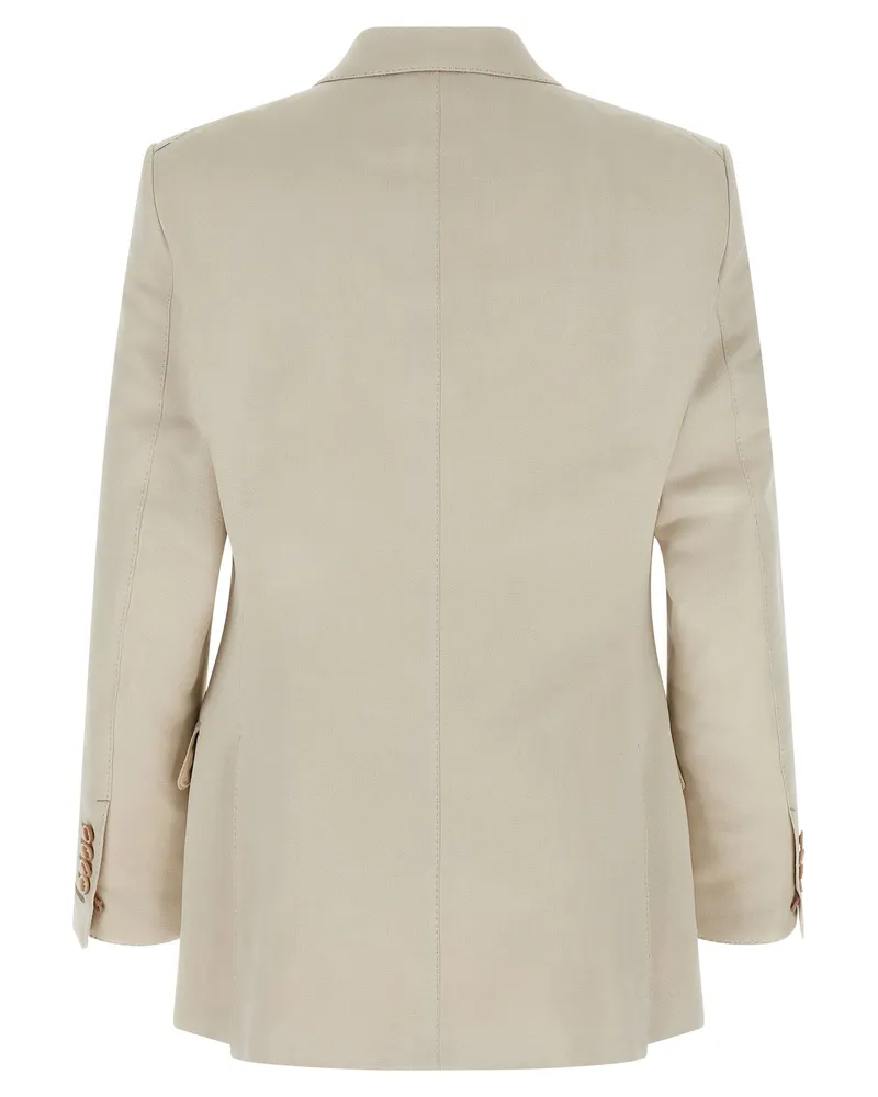 Tom Ford Double-Breasted Cotton-Silk Blazer — Cream Cream
