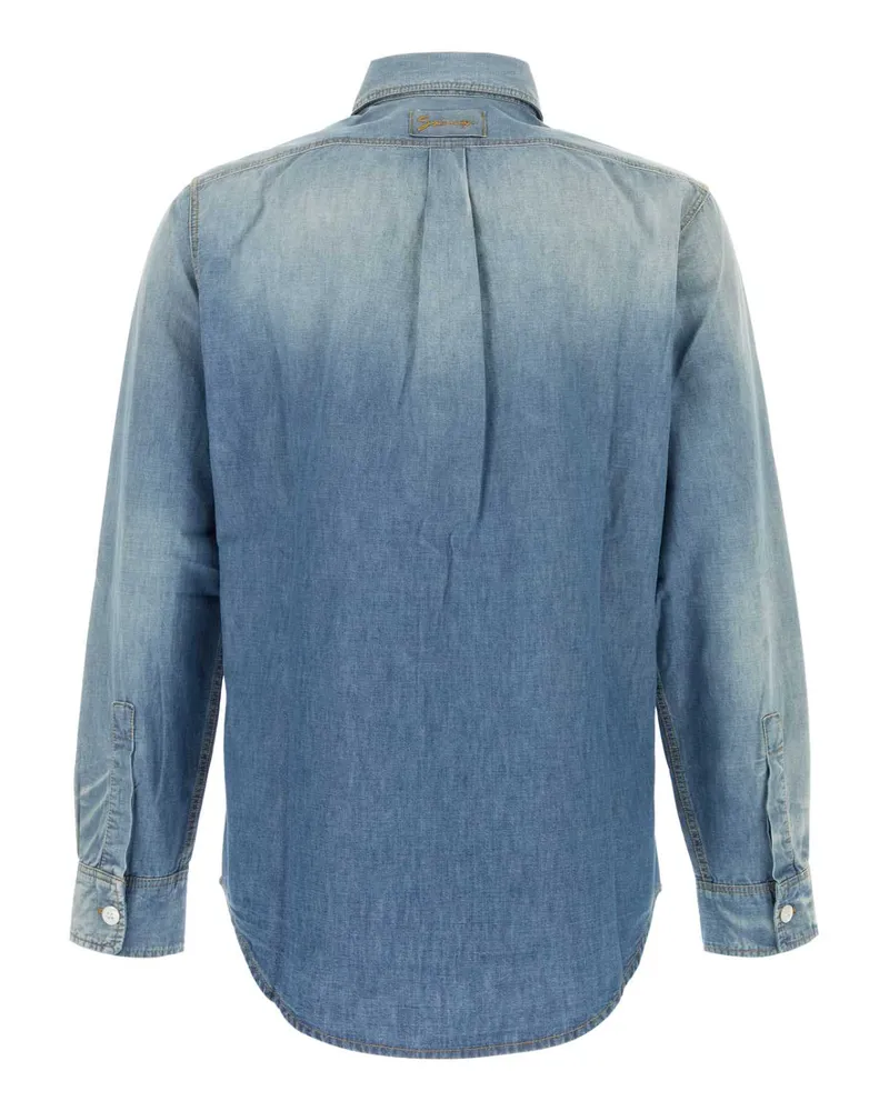 Givenchy Patchwork Denim Shirt — Blue Blue