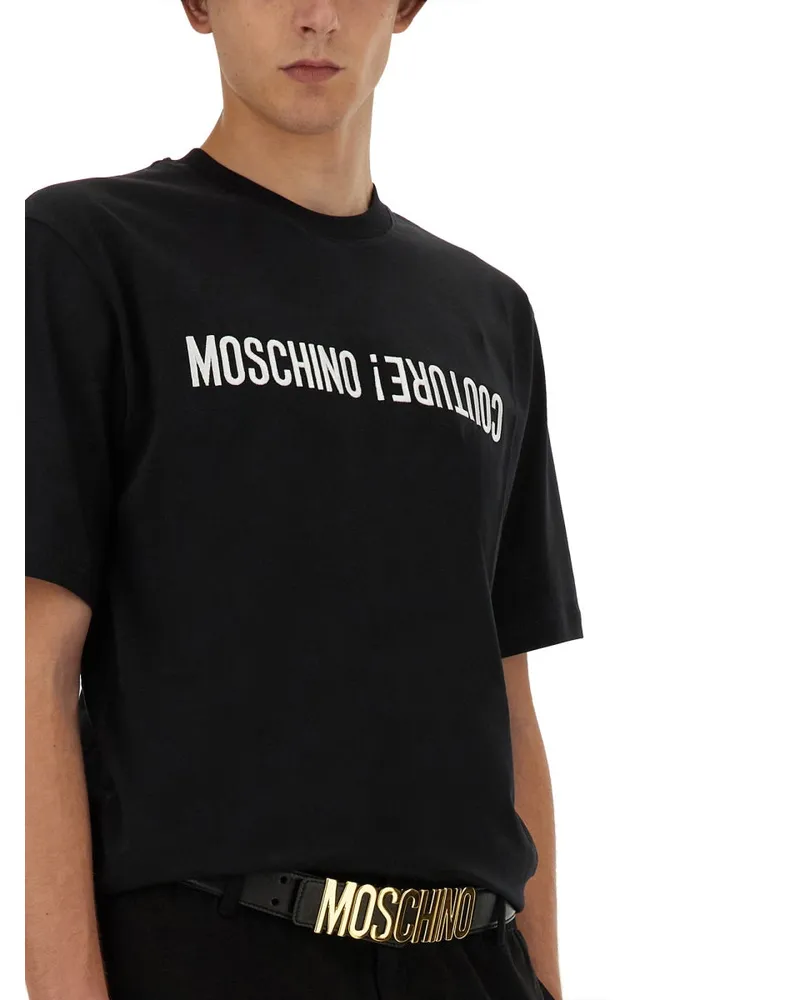 Moschino Logo-Printed Cotton T-Shirt — Black Black