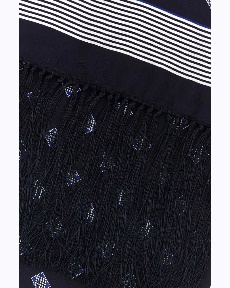 BODE Men's Printed Silk Scarf Navyblue Exterior: Sciarpe E Foulard Scarfs Navy
