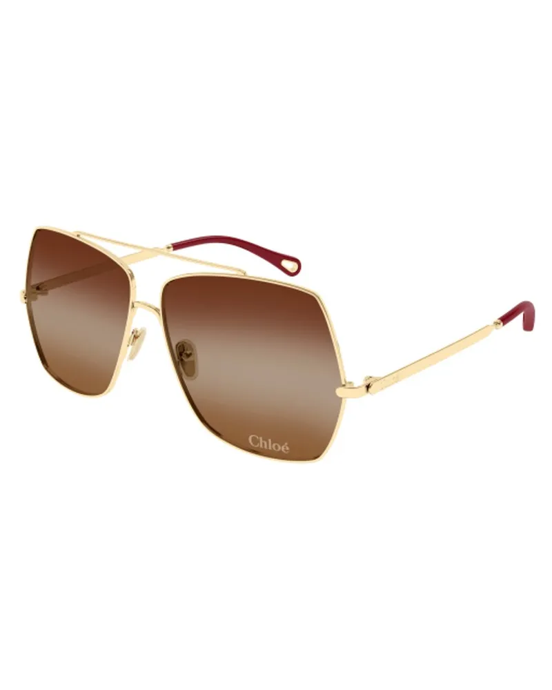 Chloé CH0278S001 Metal Aviator Sunglasses — Gold Gold