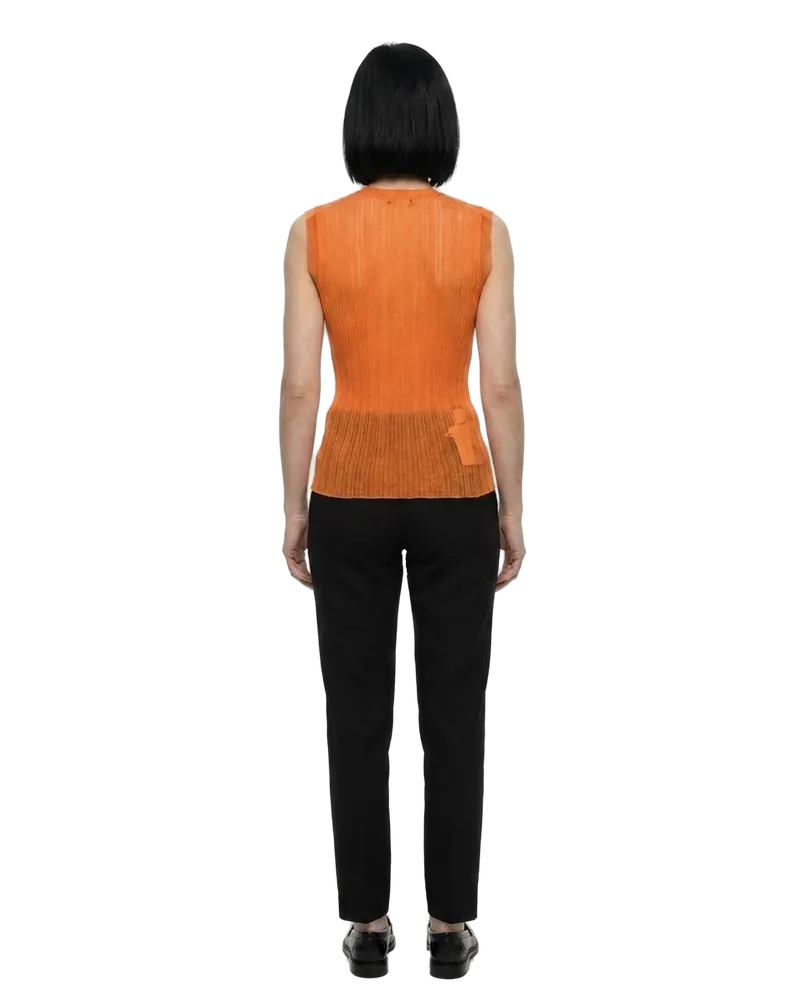 Dolce & Gabbana Women's Orange Polyester Tank Tops Orange