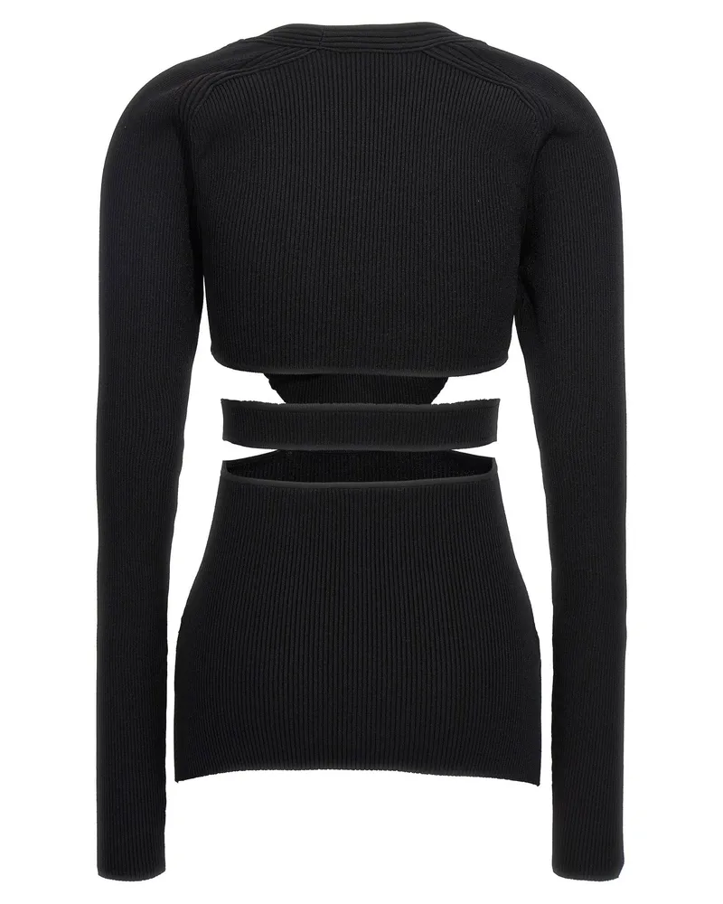 Nensi Dojaka Cut-Out Ribbed Viscose Sweater — Black Black