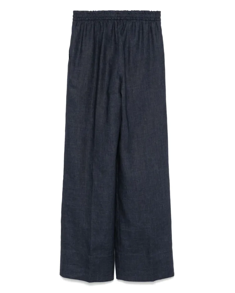 Eleventy Women's Linen Trousers Blue Aw24 W Blue