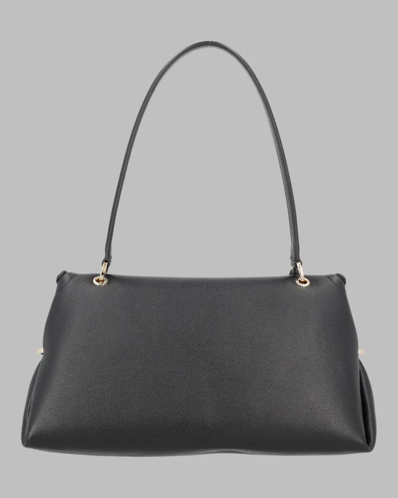 Ferragamo Sofia Calfskin Leather Shoulder Bag — Black Black