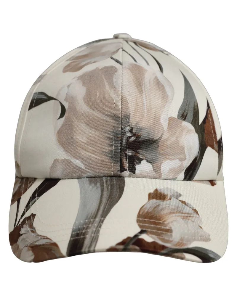 Dolce & Gabbana Men Beige Floral Cotton Baseball Capello Hat Beige