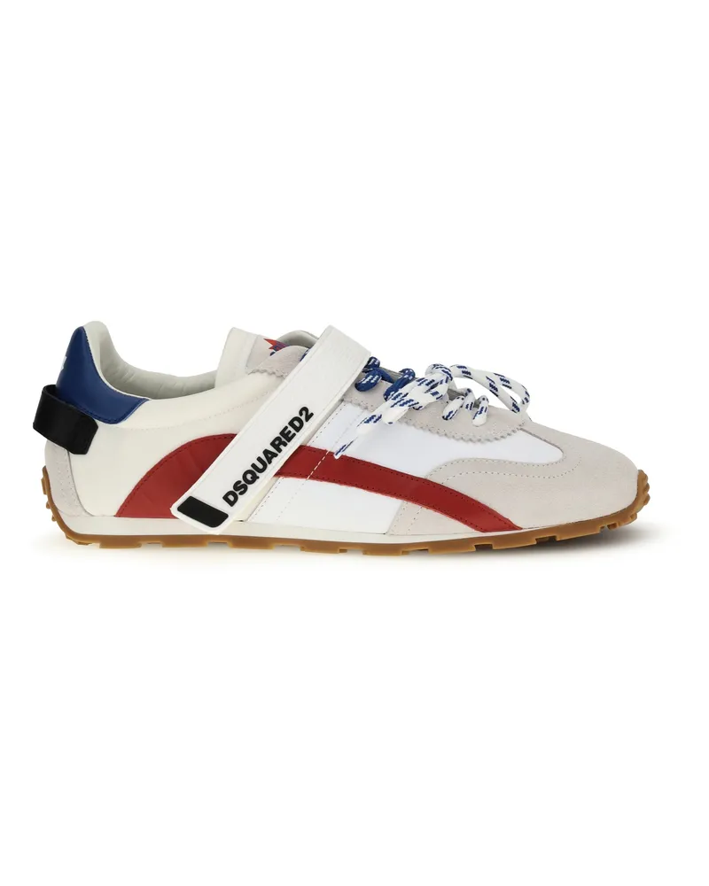 Dsquared2 Men's Sneakers Dc-642 White-Red-Blue Upper: Calf Leather Trainers White/red/blue White
