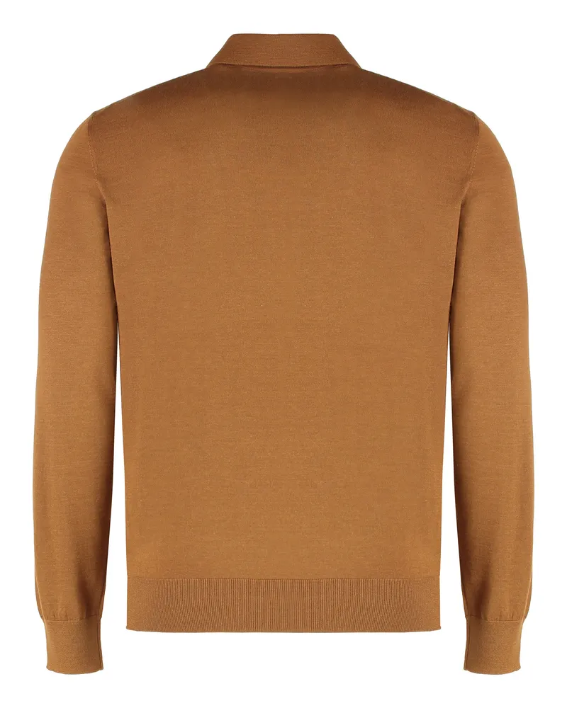 Ermenegildo Zegna Men's Polo Shirt Silk-Cashmere Camel T-shirts And Polos Camel
