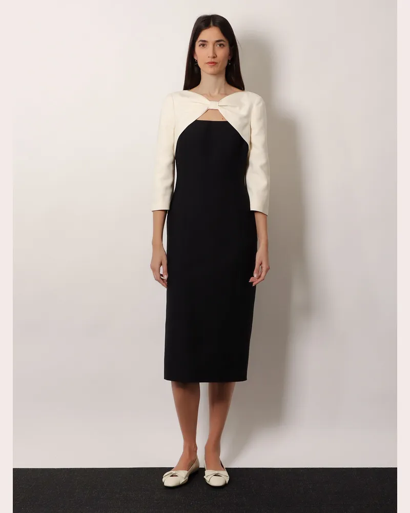 Valentino Garavani Women's Midi Dress Crepe Black Virgin Wool Black
