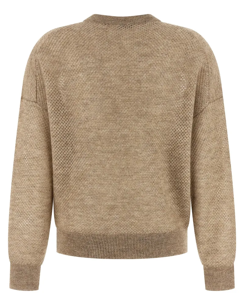 Brunello Cucinelli Waffle Knit Mohair Wool Sweater — Beige Beige