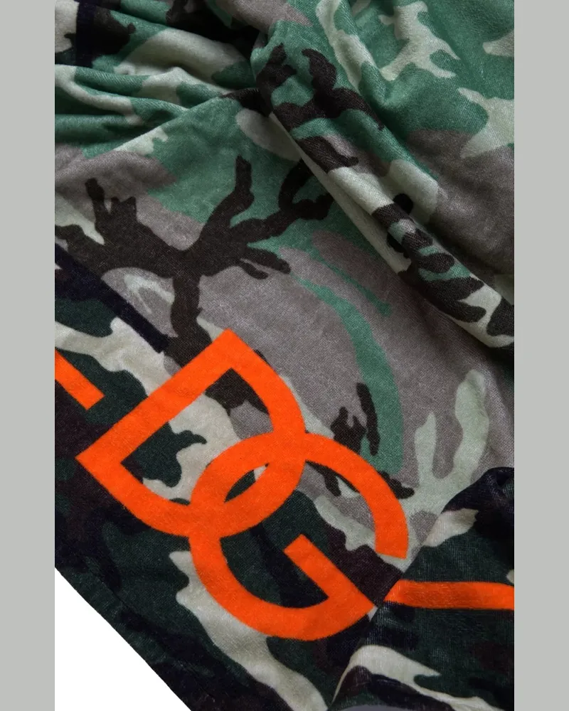 Dolce & Gabbana Men's Multicolor Printed Cotton Wrap Shawl Scarf Green