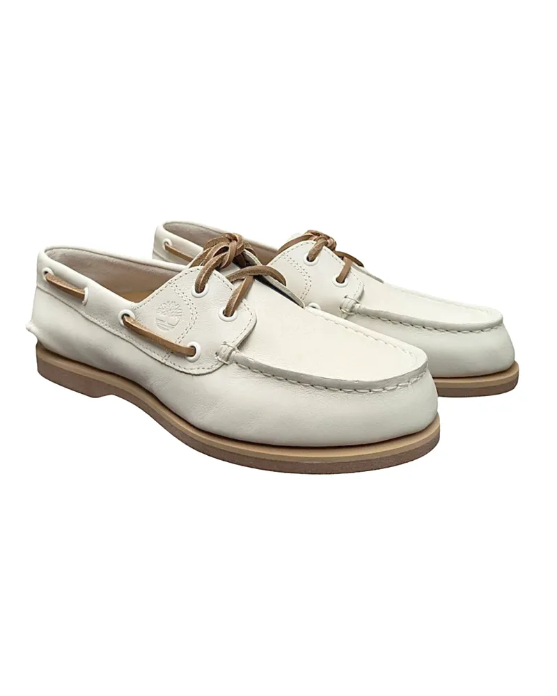 Timberland Women's Boat Shoes Classic Natural Full Grain Leather Loafers Beige