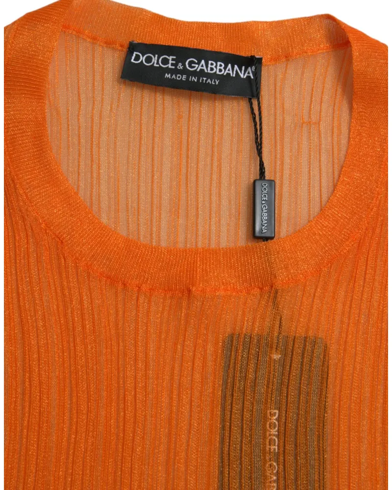 Dolce & Gabbana Ribbed Polyester Tank Top — Orange Orange