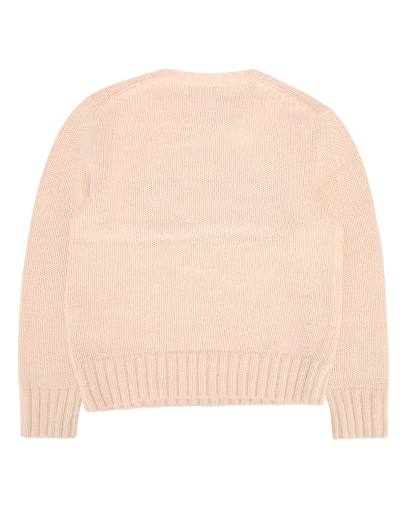 Ralph Lauren American Flag-Intarsia Cotton Sweater — Beige Beige
