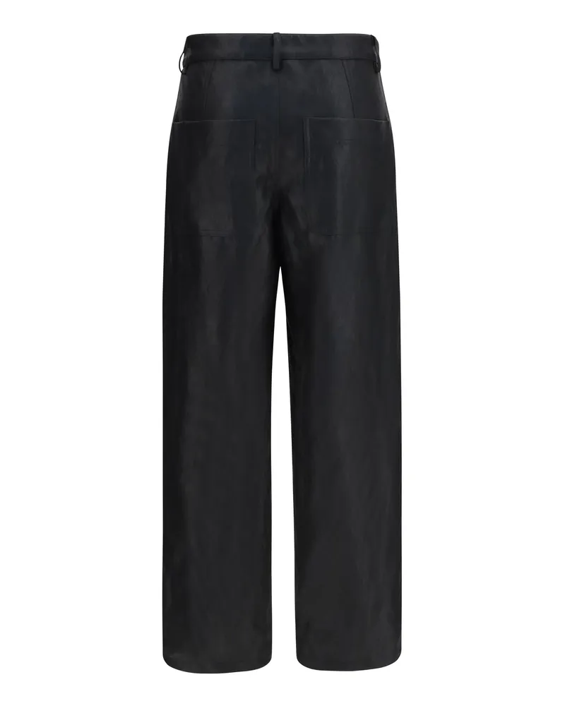 Kristina Ti Women's Straight-Leg Faux Leather Pants With Vintage Effect Black Polyester Trousers Black