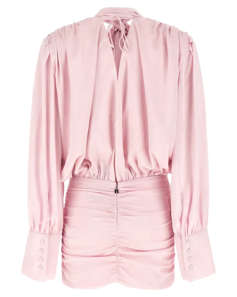 ROTATE Birger Christensen Draped Tie-Neck Mini Dress — Pink Pink