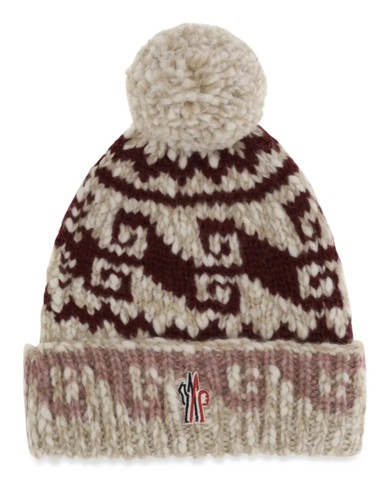Moncler L20983B00003N1208 Wool-Alpaca Jacquard Beanie — Beige Beige