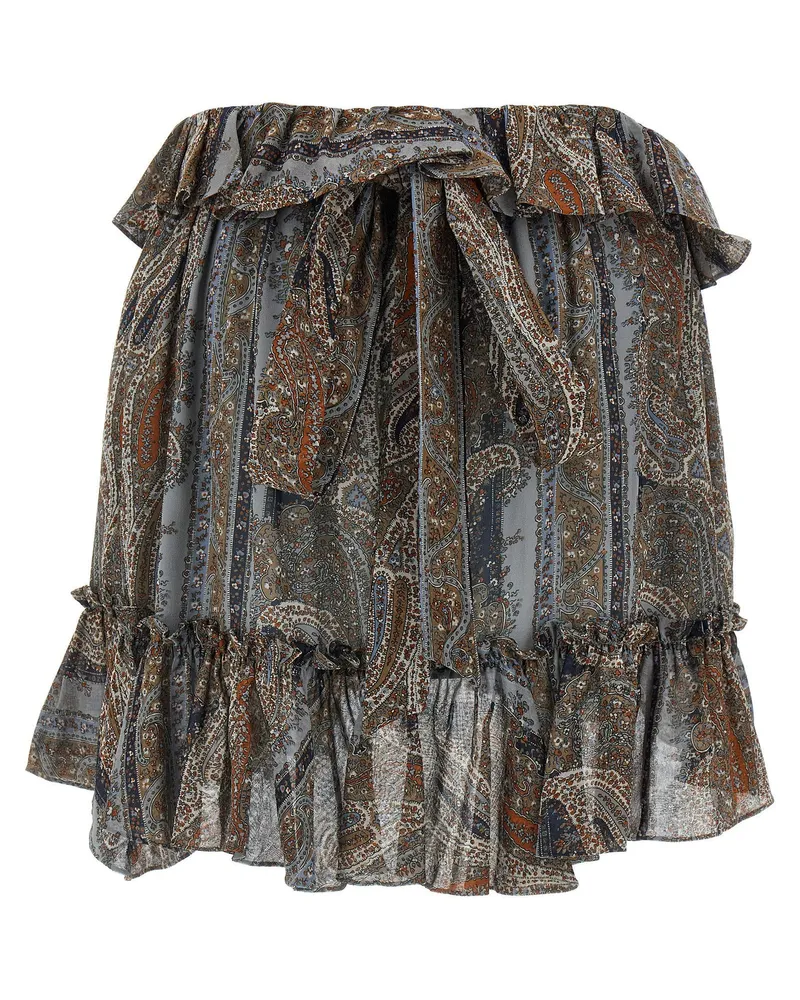 Saint Laurent Ruffled Silk Mini Skirt — bronze Gold