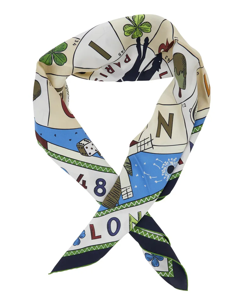 Longchamp Women's Silk Scarf Blue Scarfs Blue