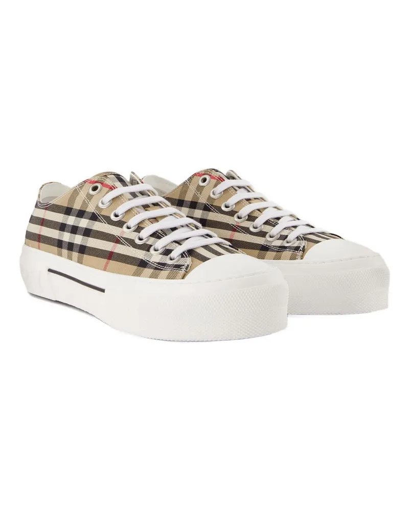 Burberry Women's Lf Tnr Jack L Low Sneakers Beige Cotton Shoes Beige
