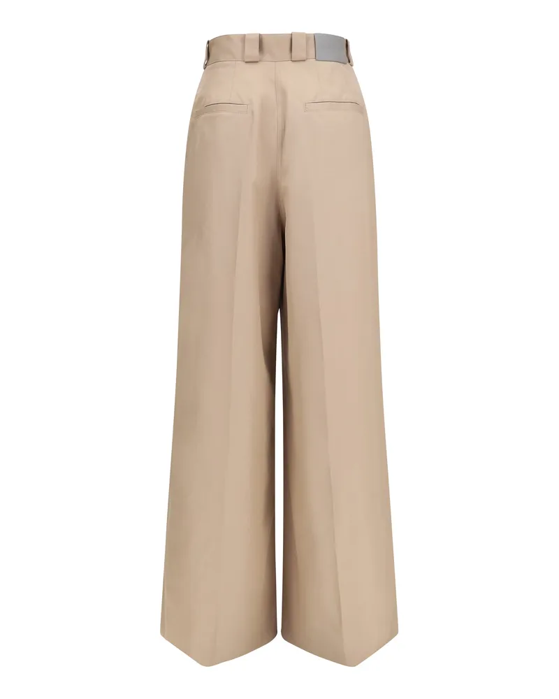 Balenciaga Women's High-Waisted Pants Dune Cotton Trousers Beige