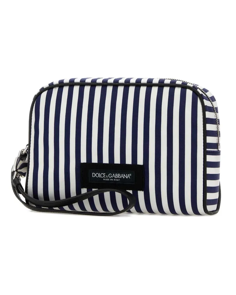 Dolce & Gabbana Striped Cotton Poplin Clutch — Navy Navy