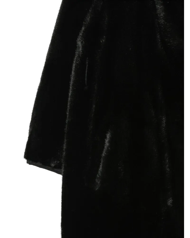 Emporio Armani Faux-Fur Funnel Neck Coat — Black Black
