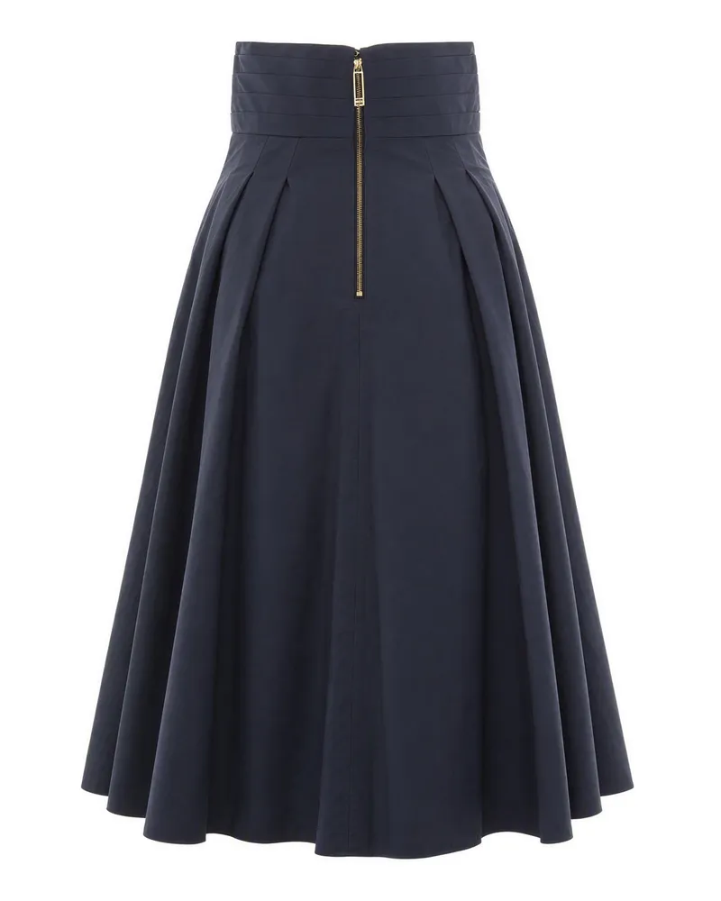 Elisabetta Franchi Pleated Taffeta Skirt — Blue Blue