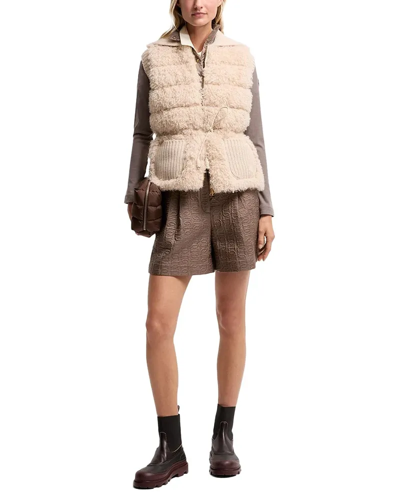 Moncler Down-Filled Wool-Cashmere Gilet — Beige Beige