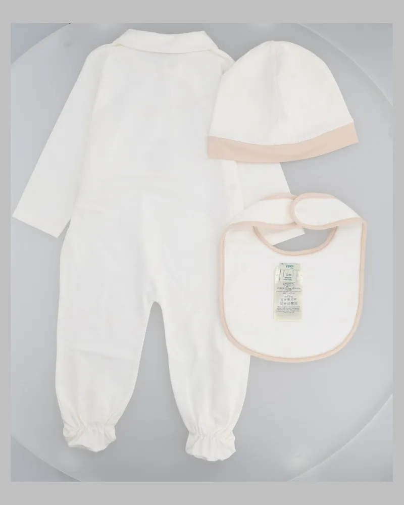 Fendi Embroidered Bear Logo Bodysuit — White White