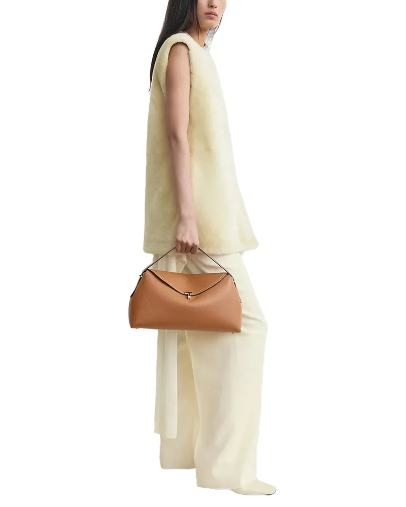 Totême T-Lock Top Handle Bag — Tan Tan