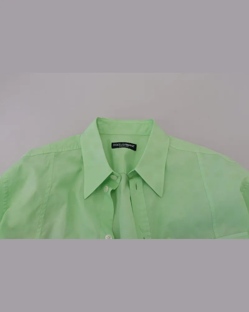 Dolce & Gabbana Men's Mint Green Long Sleeves Button Down Shirt Cotton Green