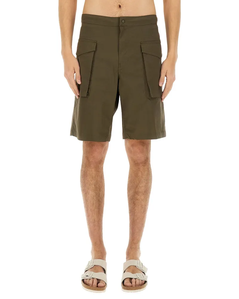 ASPESI Cotton-Blend Chino Shorts — Green Green
