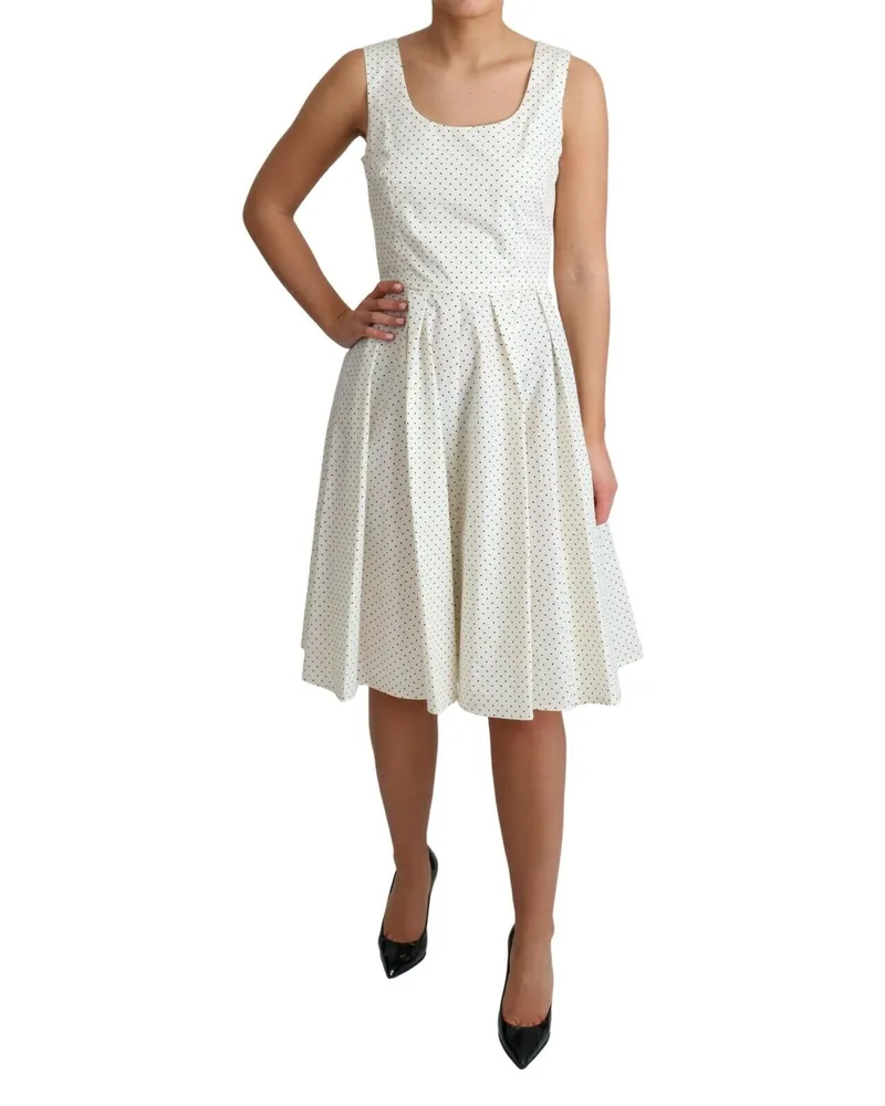 Dolce & Gabbana Women's White Polka Dotted Cotton A-Line Dress White