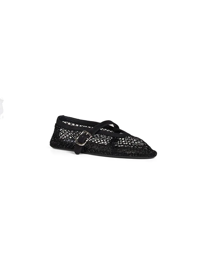 Alaïa Women's Ballet Flats Black Lamé Suede Lambskin Ballerina Shoes Black