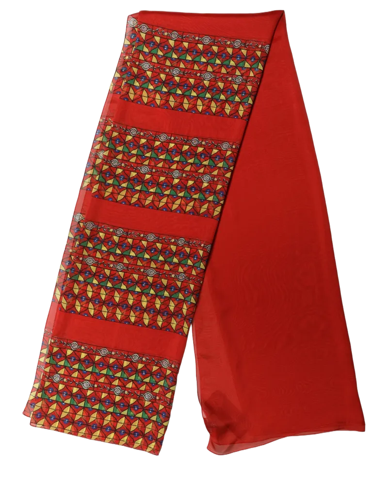 Dolce & Gabbana Geometric Print Silk Shawl — Red Red